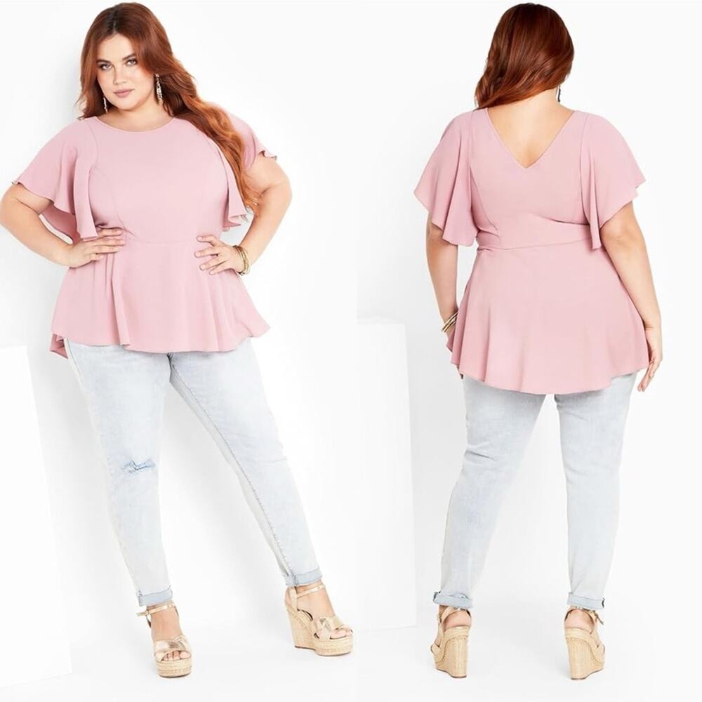 City Chic Romantic Mood Top-Blush Medium NWT‎